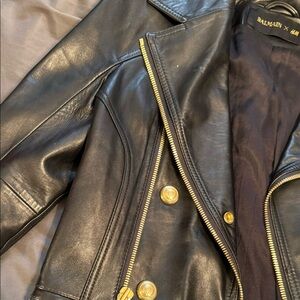HM x Balmain Leather Motorcycle Biker Jacket Size 6